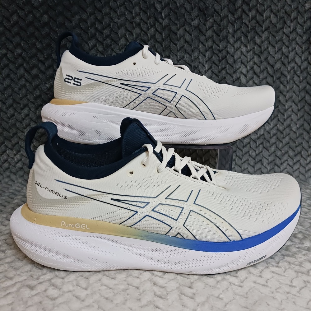 Asics Gel Nimbus 25 White Illusion Blue Men's Walking Running Shoes Size 10